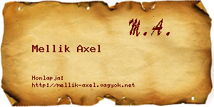 Mellik Axel névjegykártya